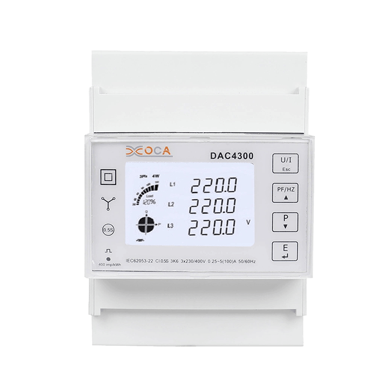 Dac4300 DIN skinne LCD trefaset med transformator energimåler