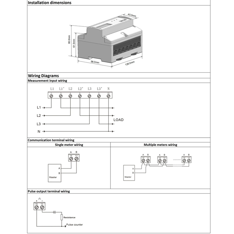 Dac7320c DIN-skinne multi-funktion trefaset WiFi energimåler