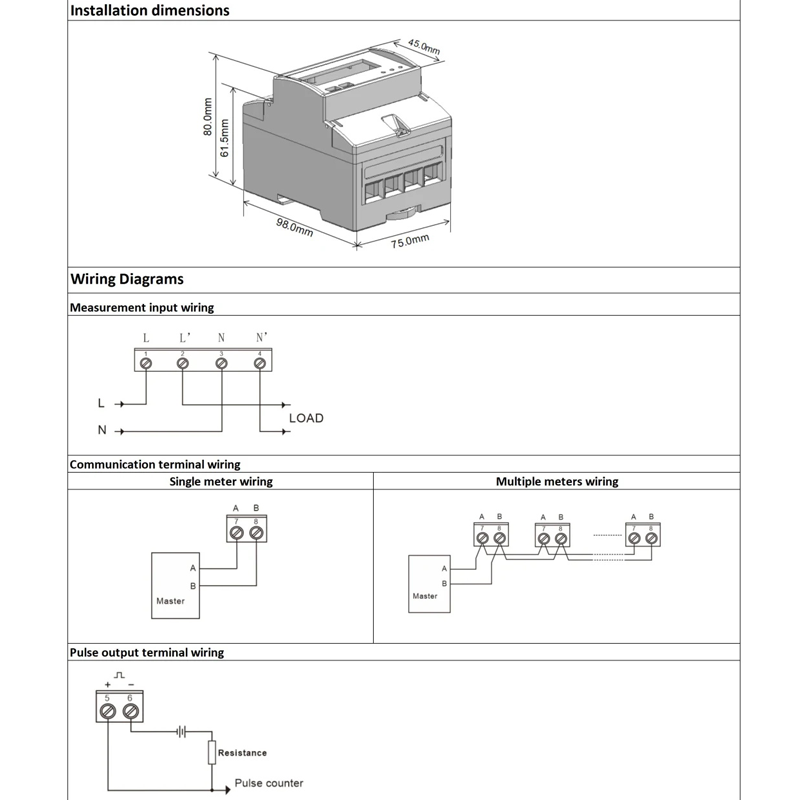 DAC4100C DIN-skinne elektrisk intelligent enfaset multifunktions energimåler