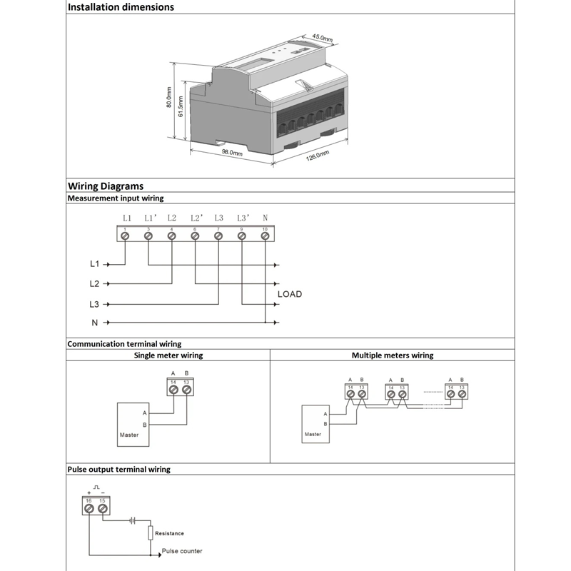 Dac7301C DIN-skinne AC Trefaset Modbus elektrisk energimåler